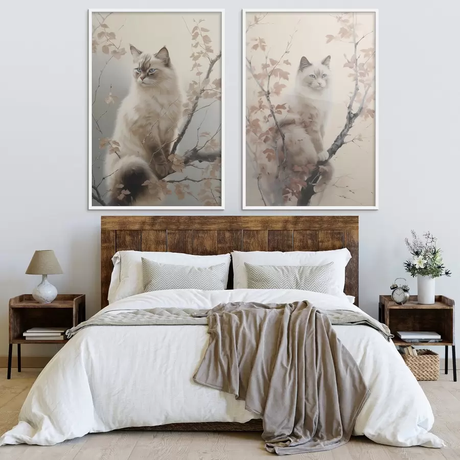 fototapet O pisică pe o ramură de copac d00871