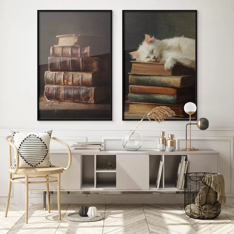 fototapet Pisica pe cărți d00919