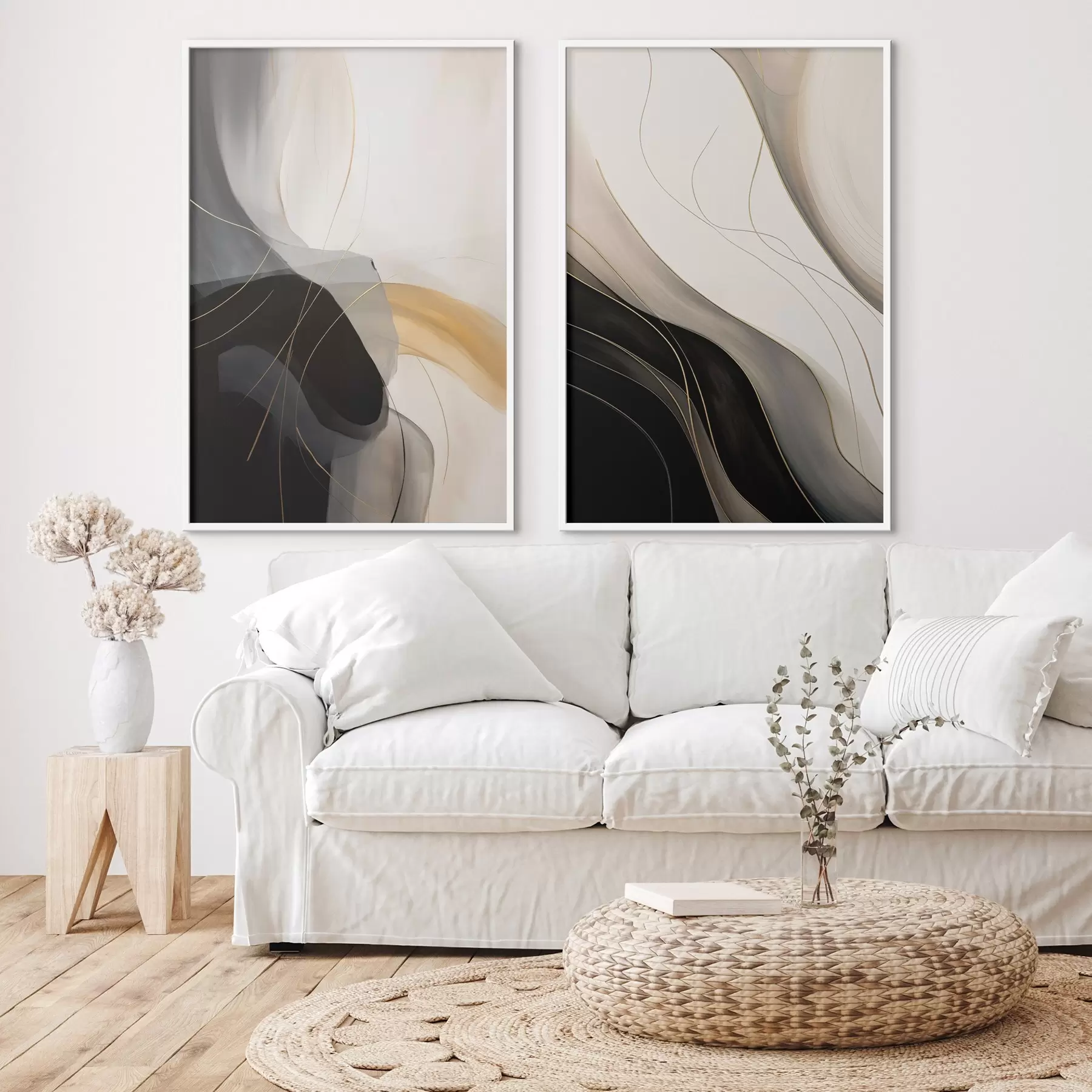 fototapet Curbe monocrome cu filamente metalice fine d00972