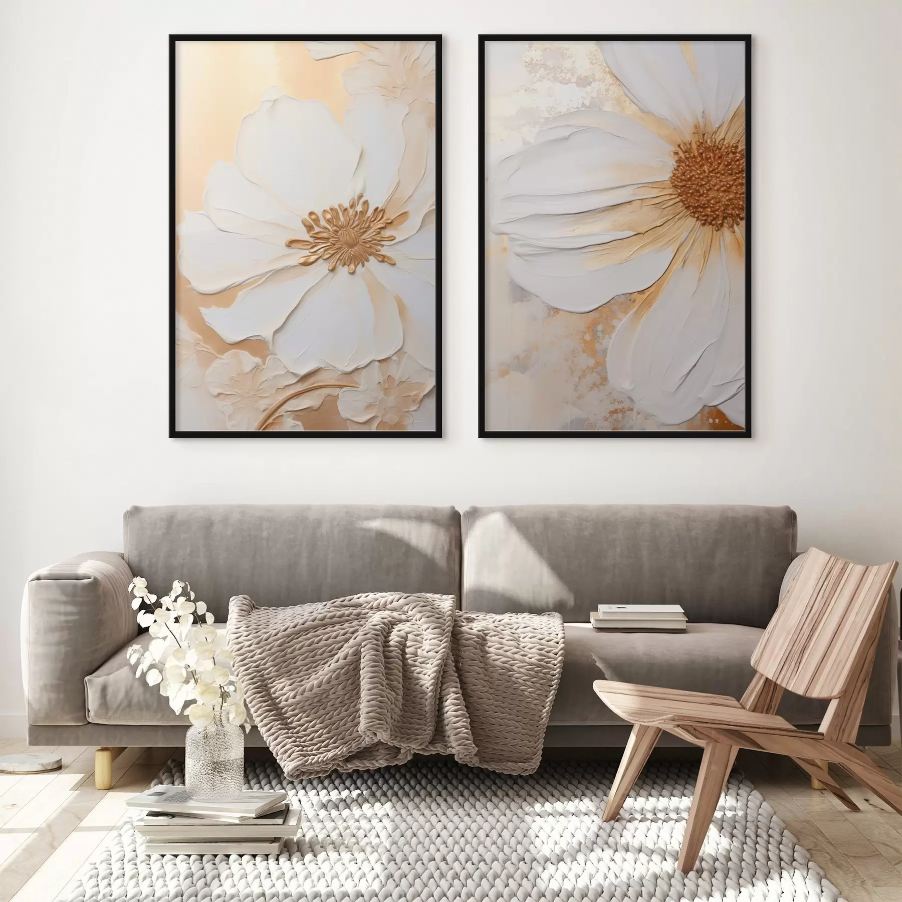 fototapet O floare albă cu petale delicate, fundal abstract texturat, elegant, artă decorativă d01006