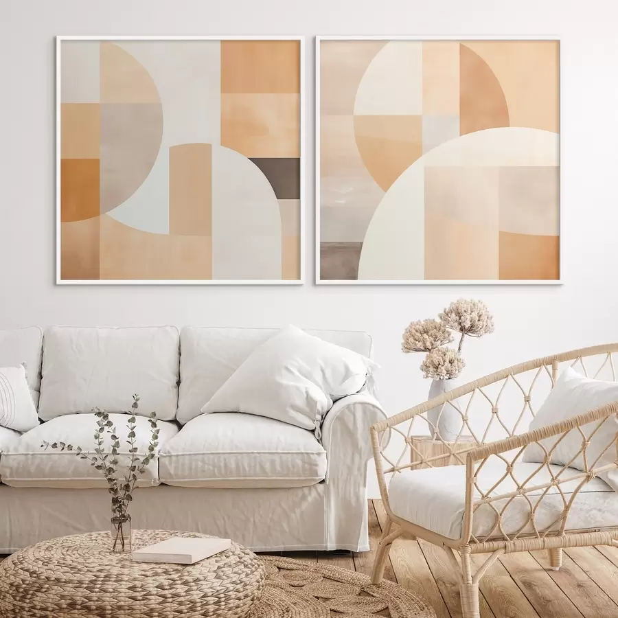 fototapet Compoziție cu forme mari și blocuri de culori delicate d00986