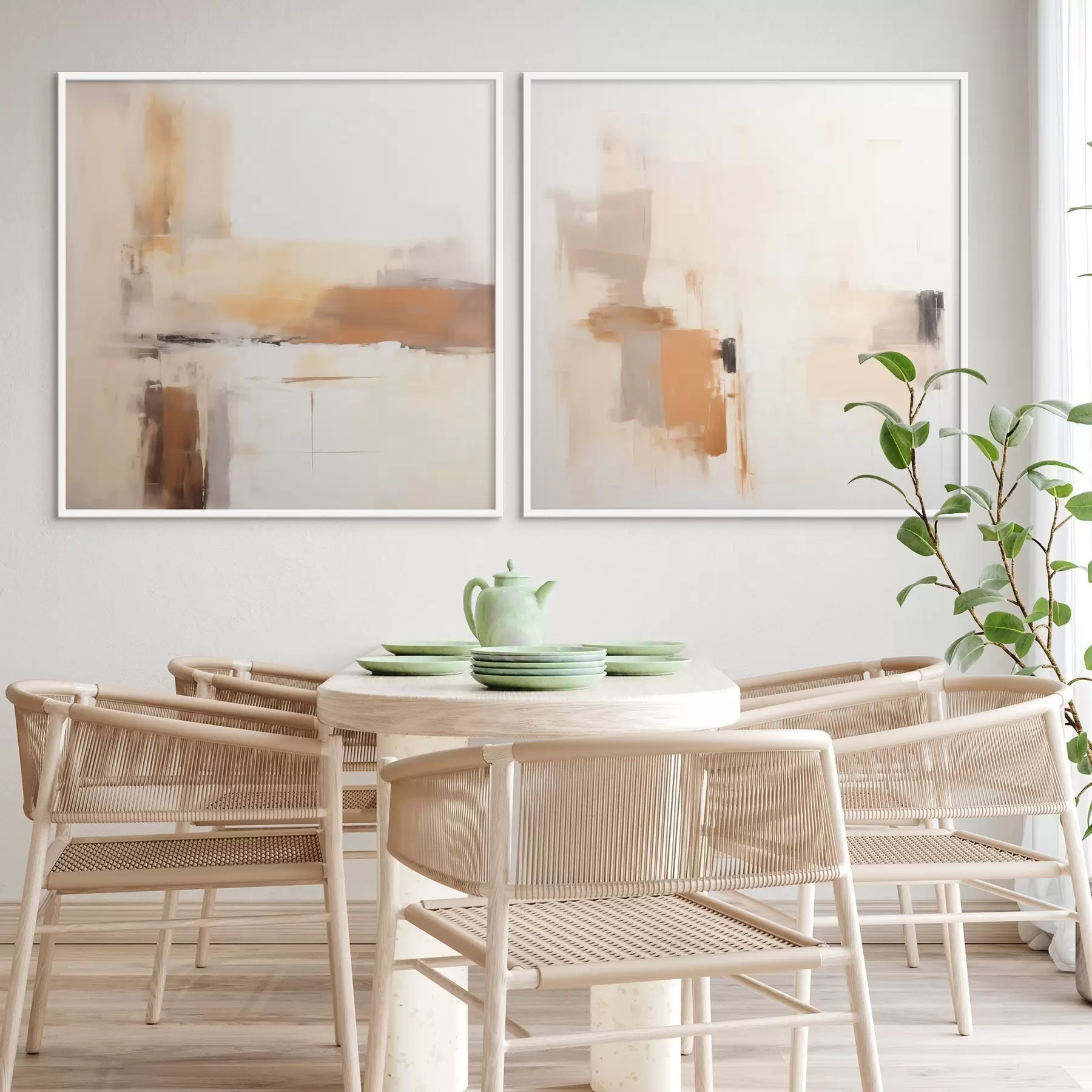 fototapet Abstracție stilizată cu nuanțe calde în format diptic d00988