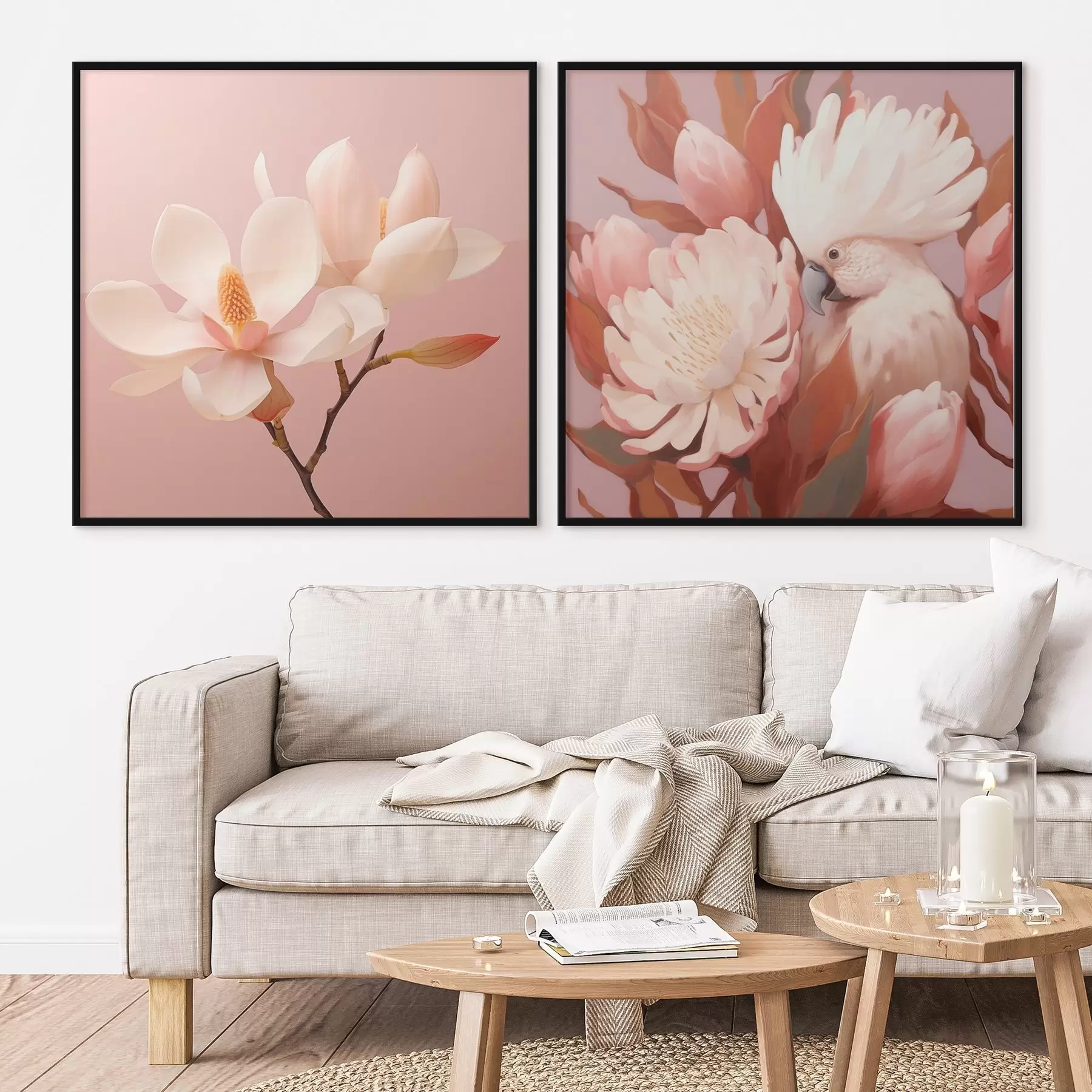 fototapet Compoziție florală cu o pasăre în stil artistic ilustrativ d00994