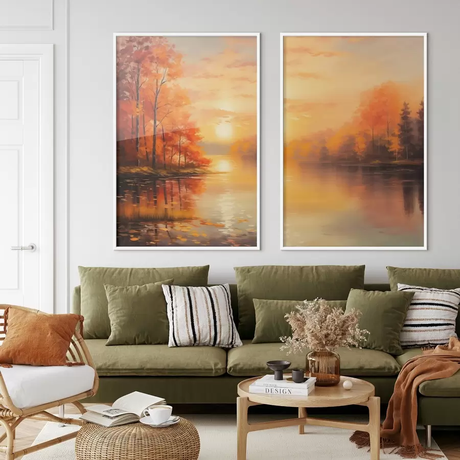 fototapet Pădurea de toamnă pe fundalul apusului de soare d01051