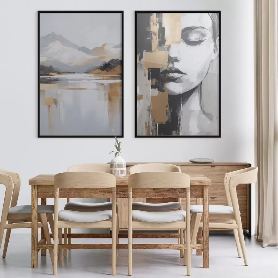 fototapet Peisaj montan abstract și portret d01058