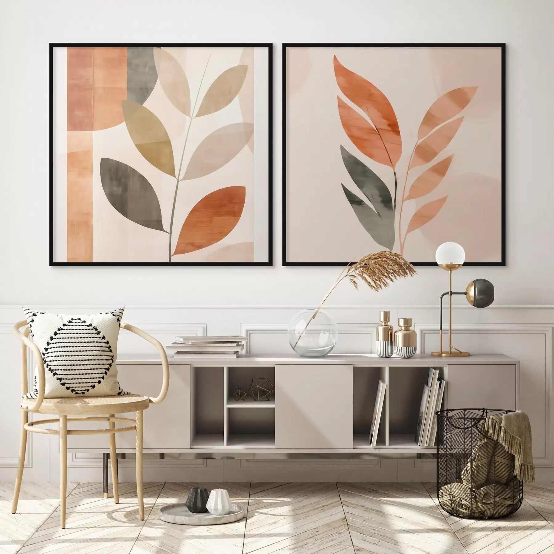 fototapet Reprezentare stilizată a plantei într-o schemă de culori calme d00984