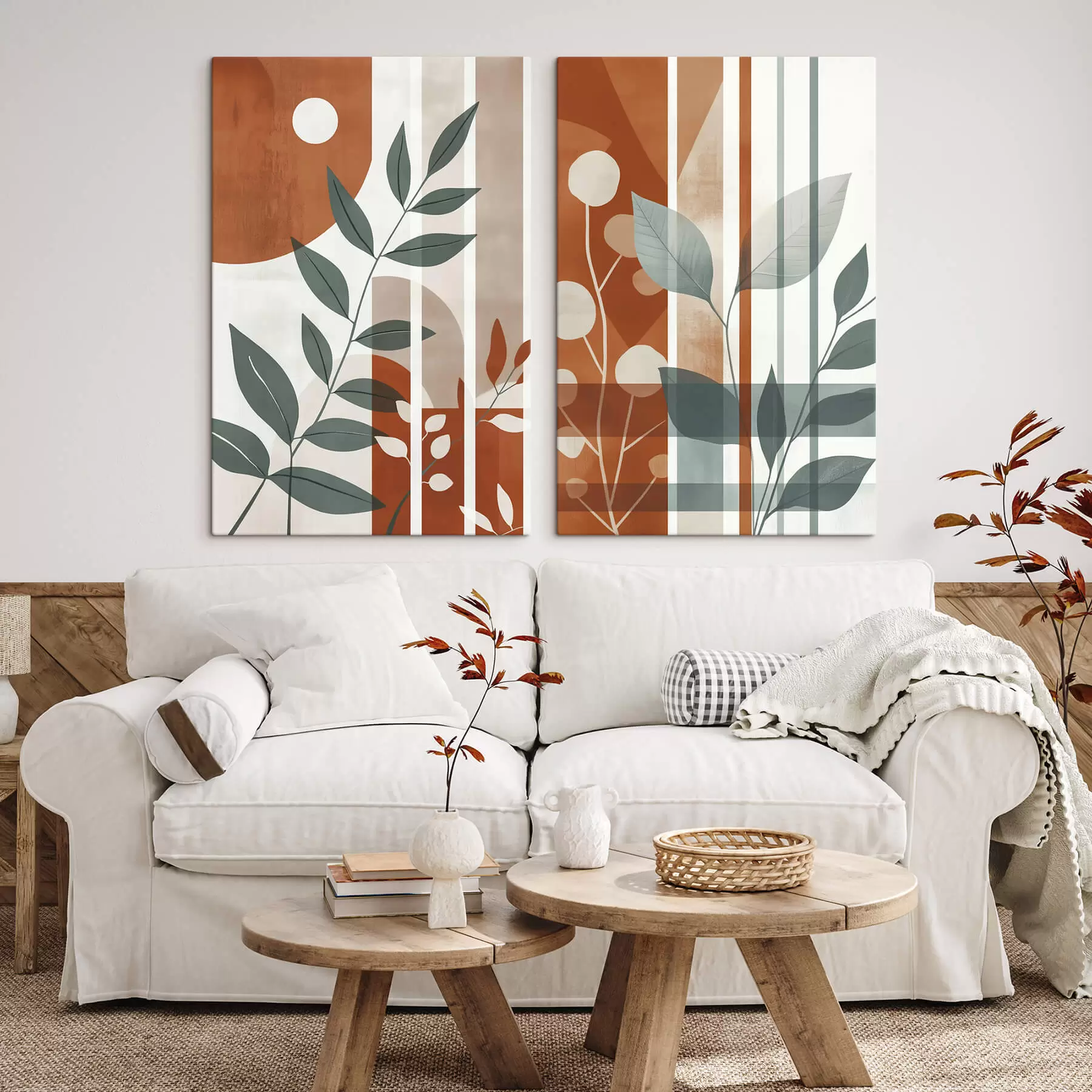 Tablouri Abstracție cu ramuri de frunze m01074