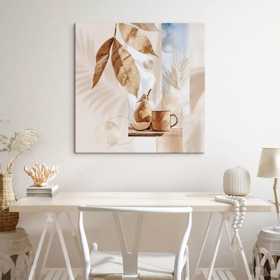 Tablouri Rezumat cu frunze, pară și ceașcă s47047