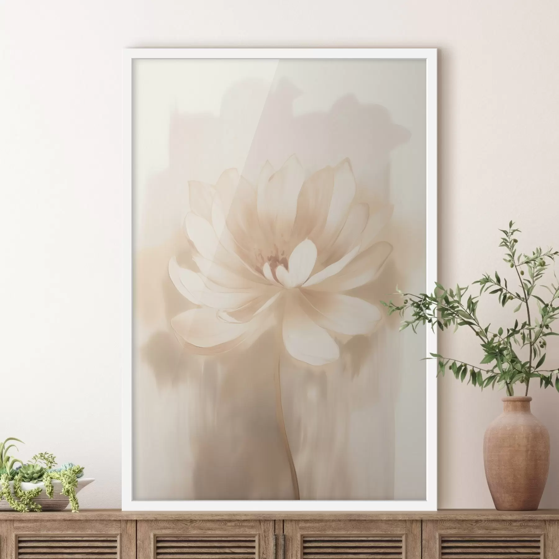 fototapet Lotus cu umbre delicate și fundal estompat într-un stil artistic de poster f46937