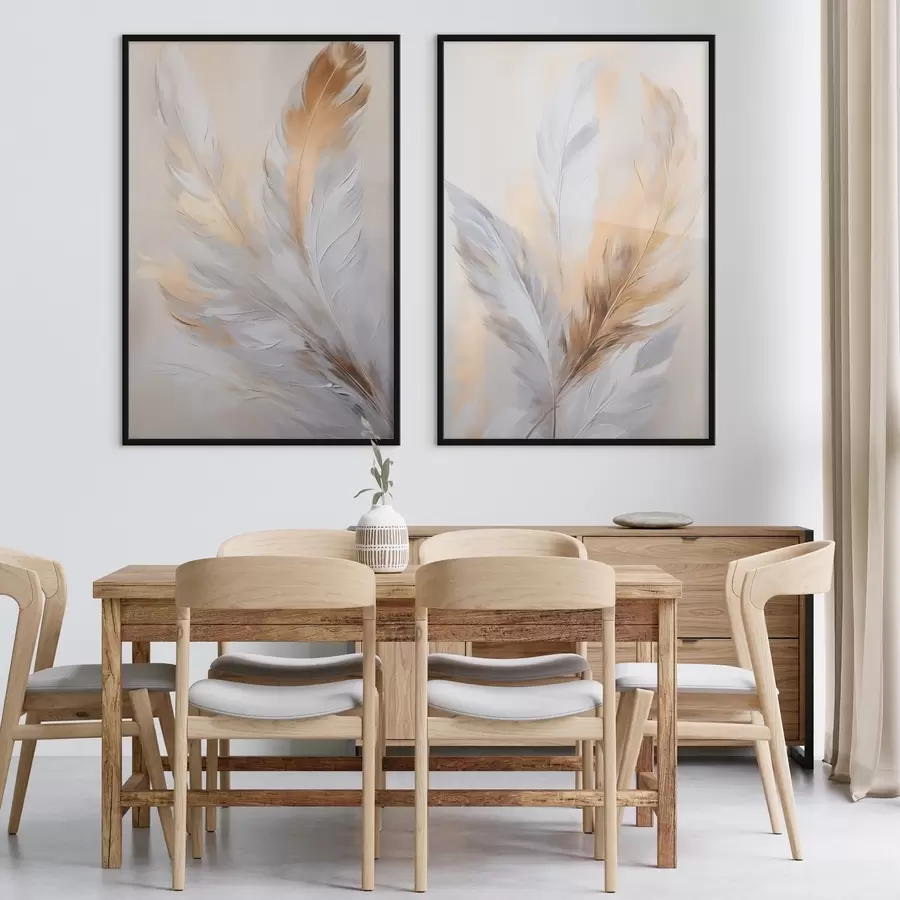 fototapet Pene cu accente portocalii, compoziție minimalistă texturată, artă modernă d00828