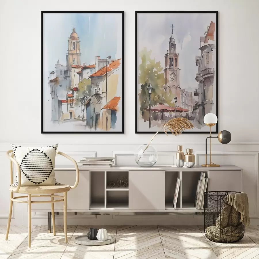 fototapet Acuarelă imitație peisaj urban d00832