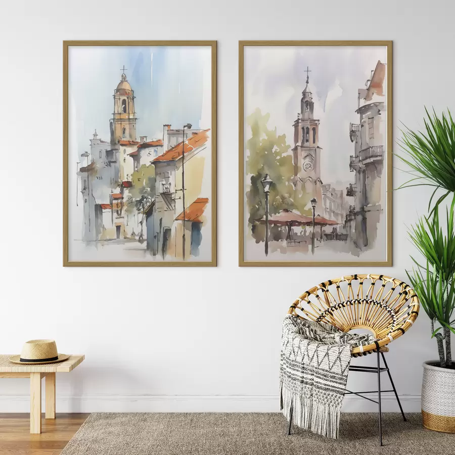 fototapet Acuarelă imitație peisaj urban d00832
