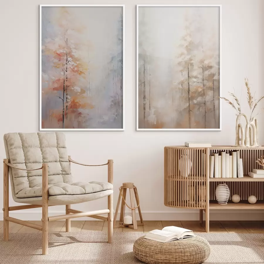 fototapet Pictură imitație pădure de toamnă d00833