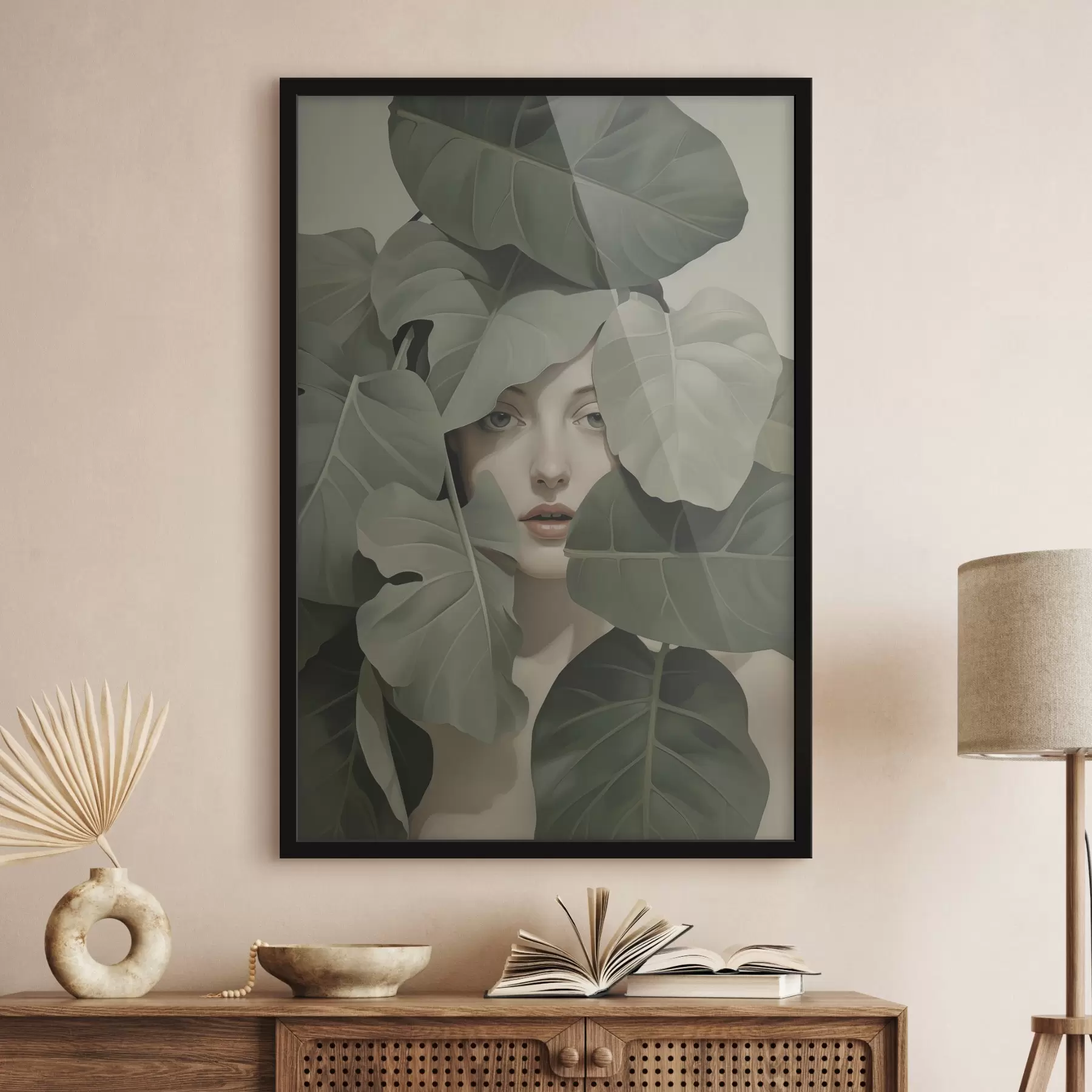 fototapet Portretul unei fete în frunziș f47331