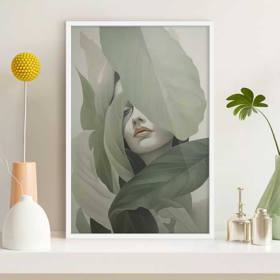 fototapet Portret suprarealist al unei fete în frunziș f47332