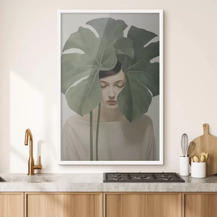 fototapet Fată cu frunze tropicale f47335