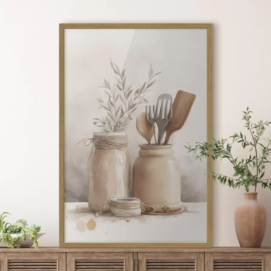 fototapet natură moartă din bucătărie în stil acuarelă f47125