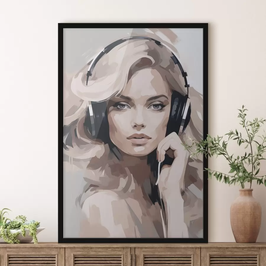 fototapet Portretul unei fete cu căști f47410