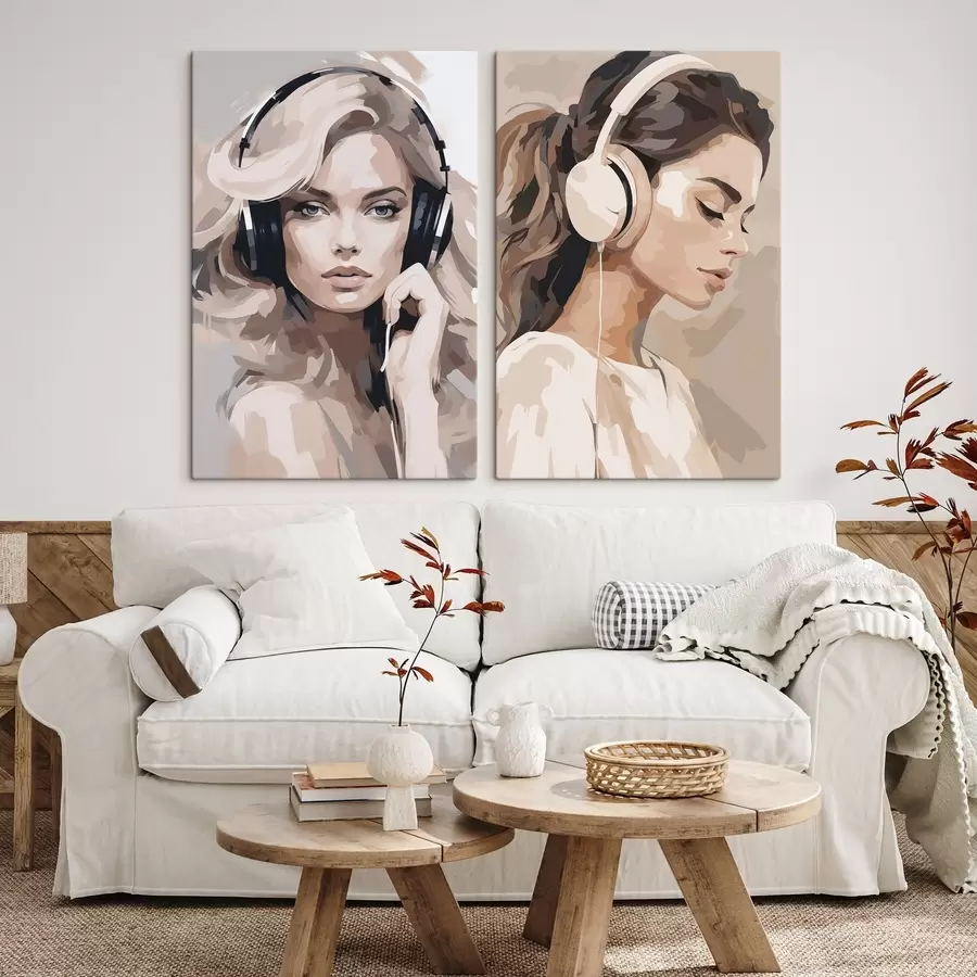 Tablouri Portretul unei fete cu căști m01192