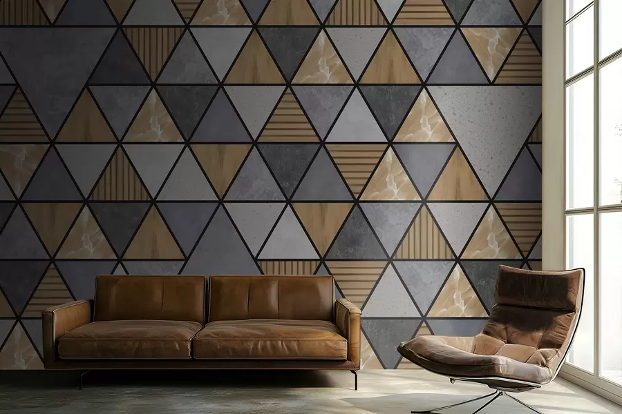 fototapet Ornament triunghiular cu culori neutre și calde w05096v1