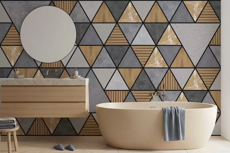 fototapet Ornament triunghiular cu culori neutre și calde w05096v1