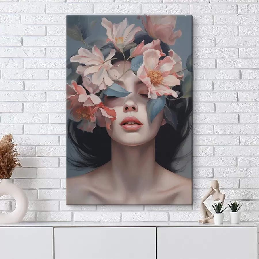 Tablouri Portret abstract feminin cu flori s47488