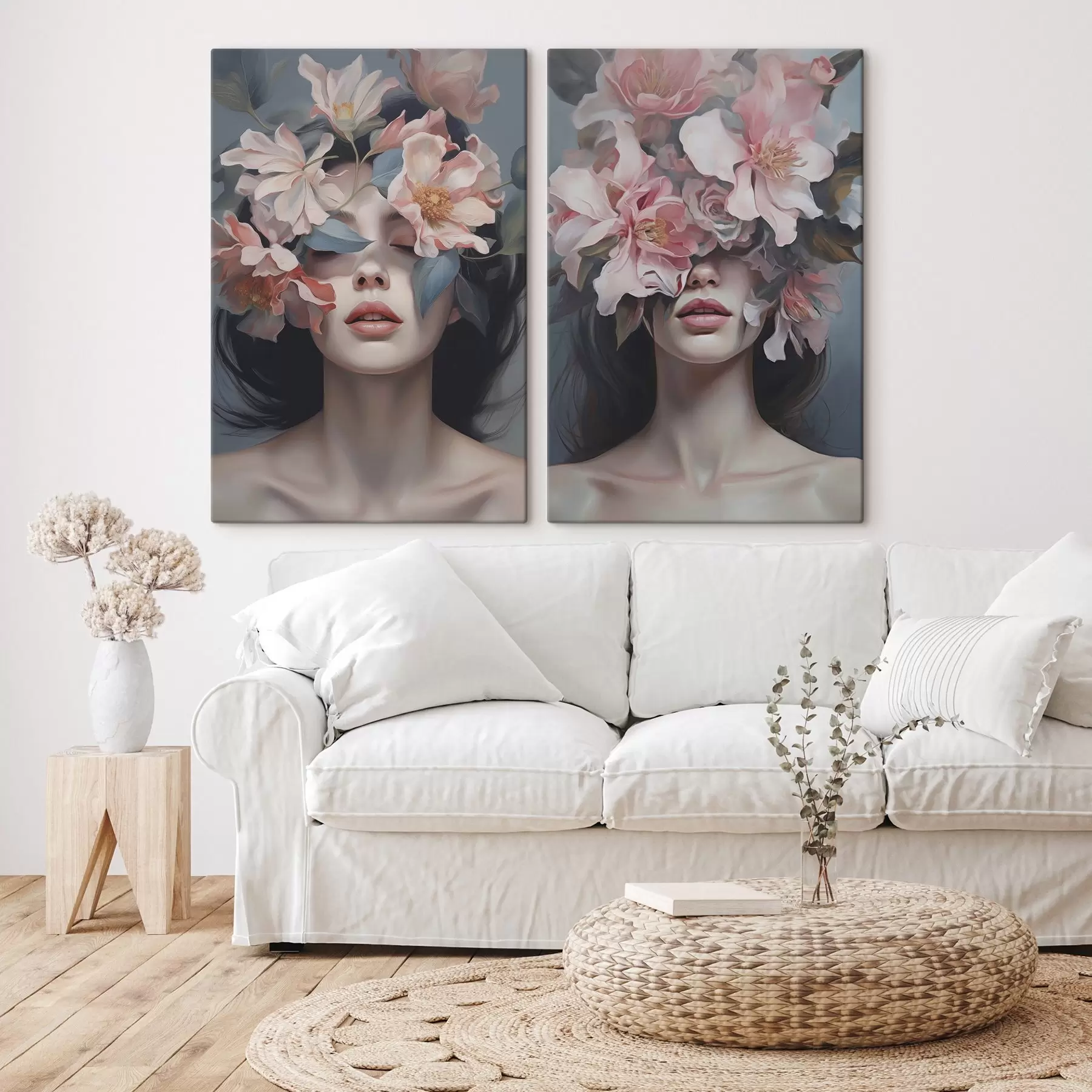 Tablouri Portret abstract feminin cu flori m01221