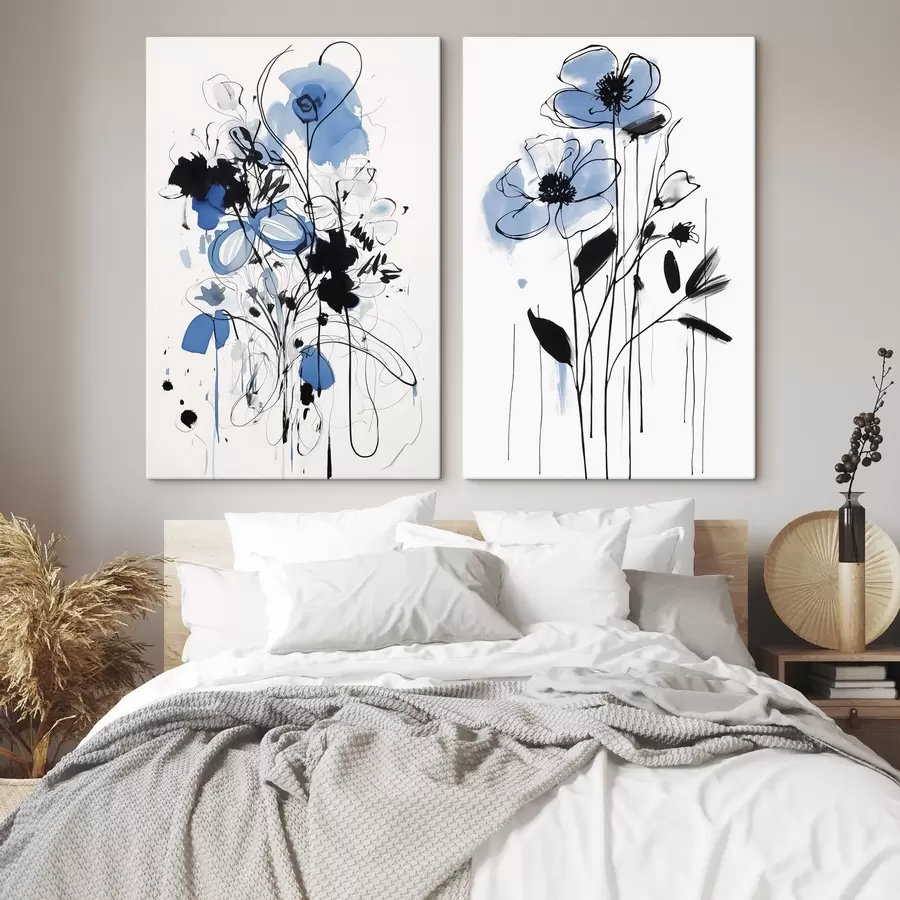 Tablouri Abstracție cu pete și flori m01222