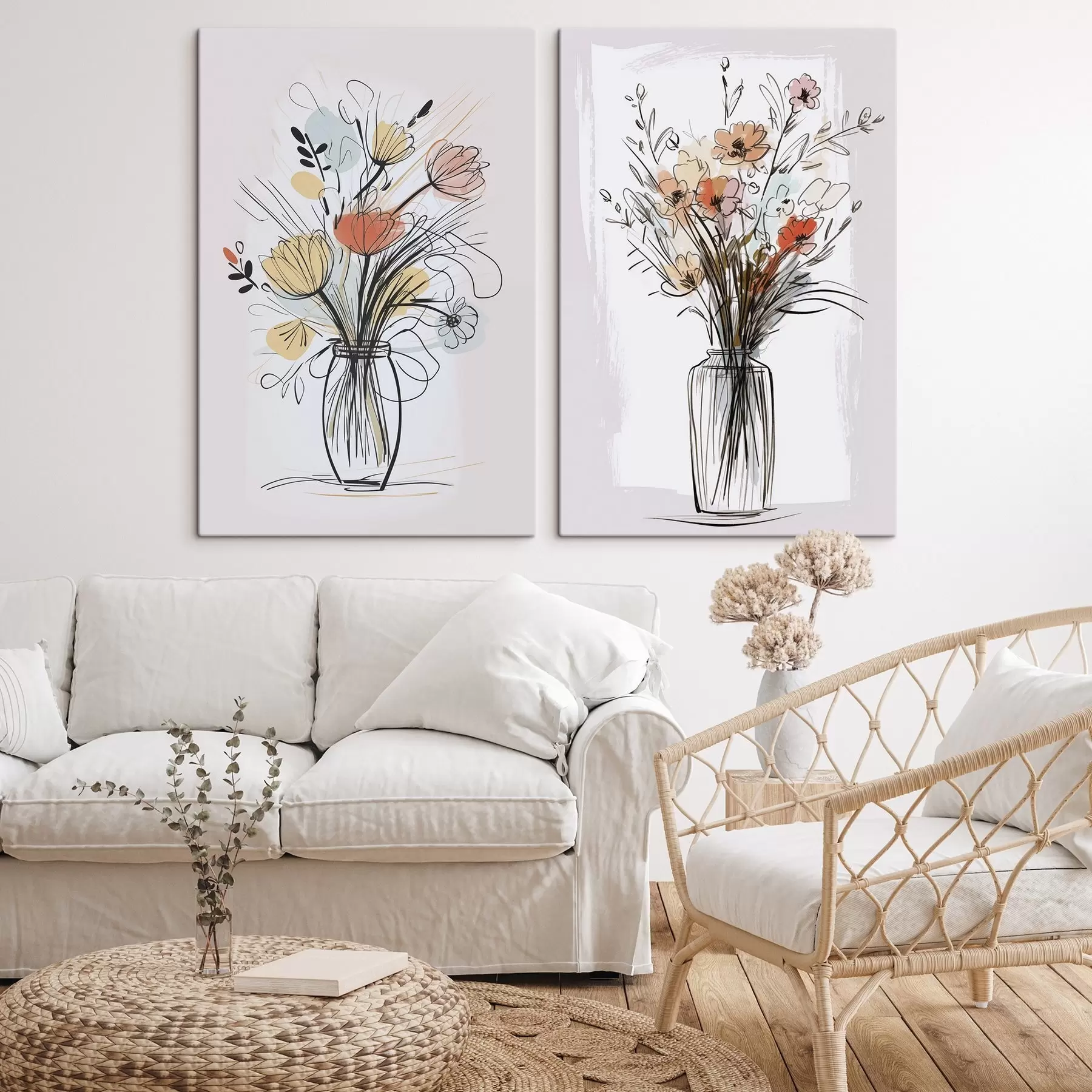 Tablouri Flori într-o vază imitație a unui desen m01224