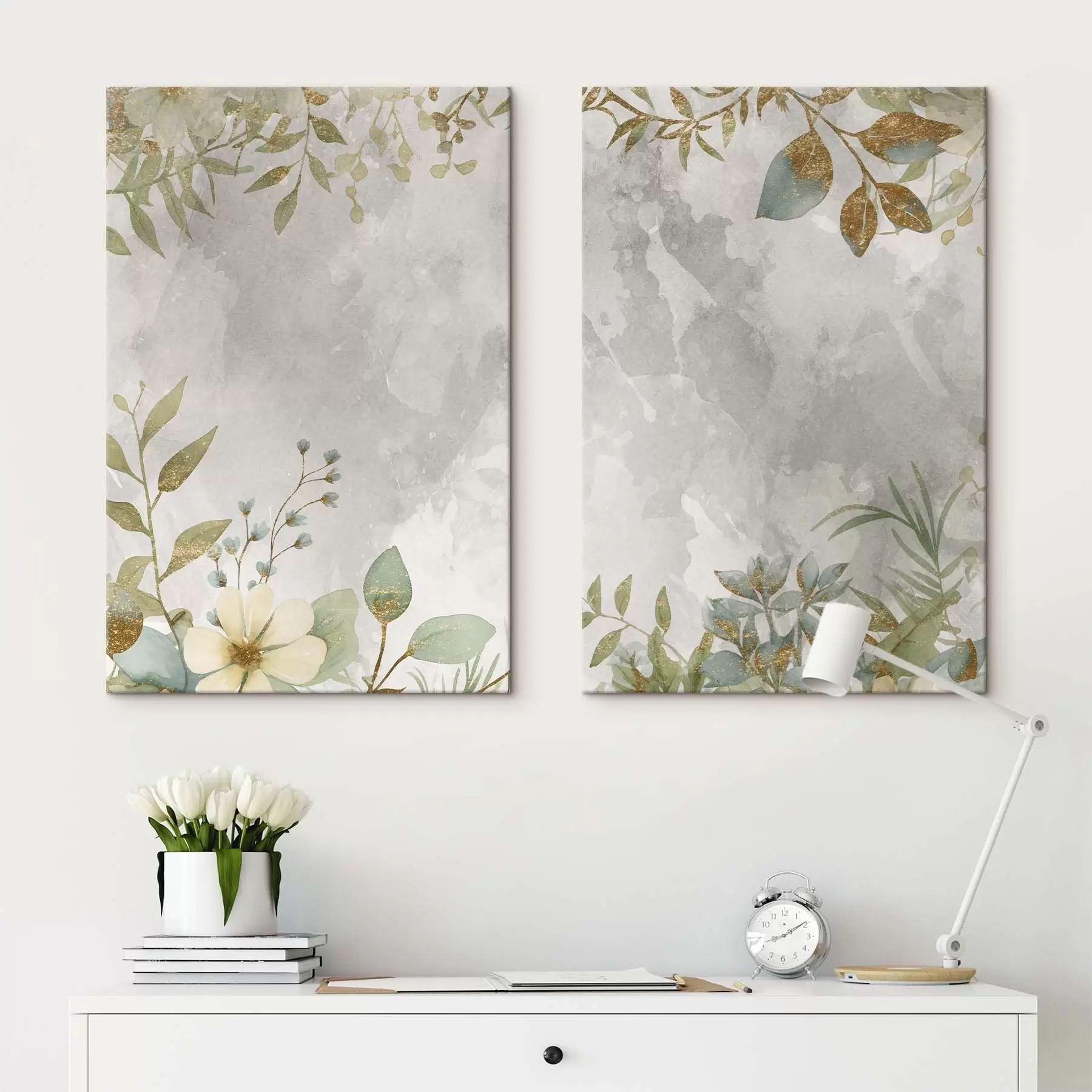 Tablouri Plante delicate pe un fundal gri deschis m01070