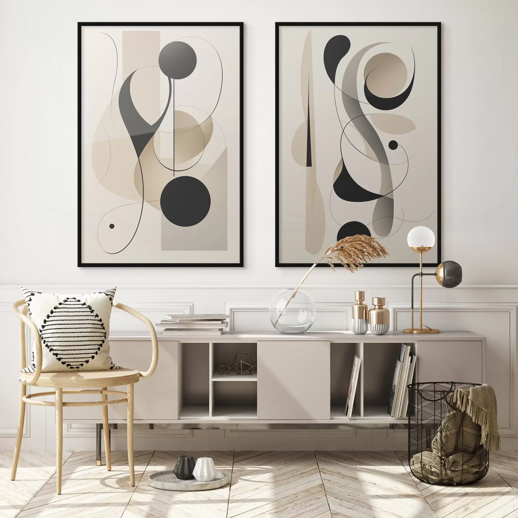 fototapet Compoziție abstractă cu curbe și forme d00538