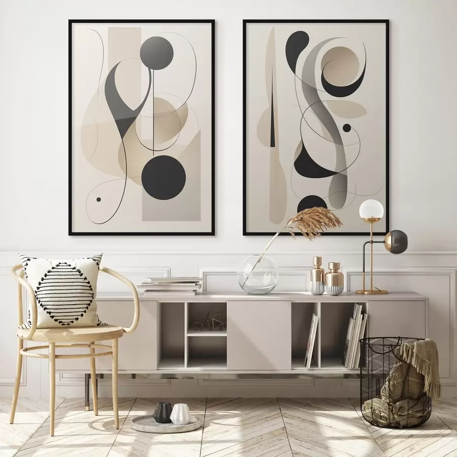 fototapet Compoziție abstractă cu curbe și forme d00538