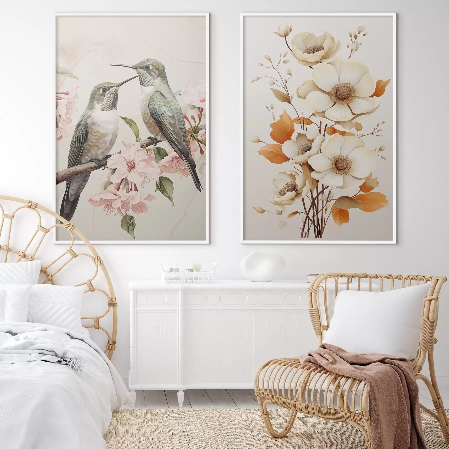 fototapet Flori și păsări pe ramuri d00560