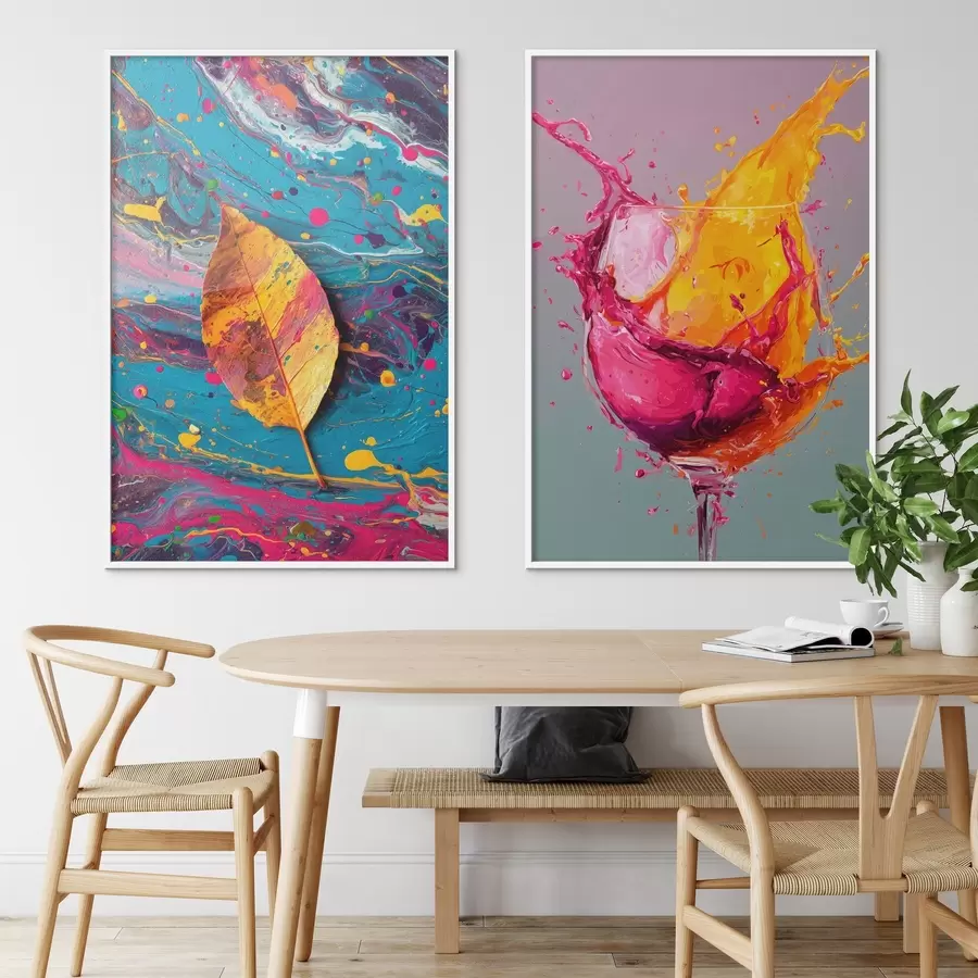 fototapet Abstracție expresivă cu elemente din natură și băuturi d00570