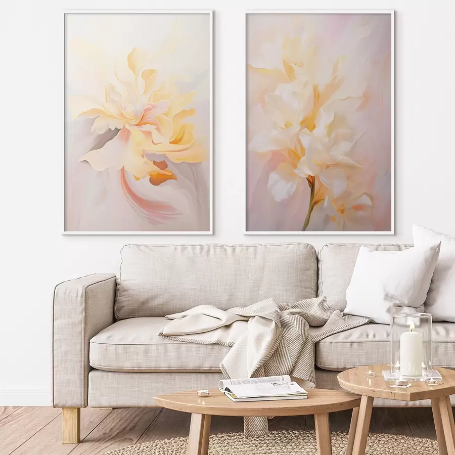 fototapet Diptic delicat în stil acuarelă cu tranziții de culoare d00576