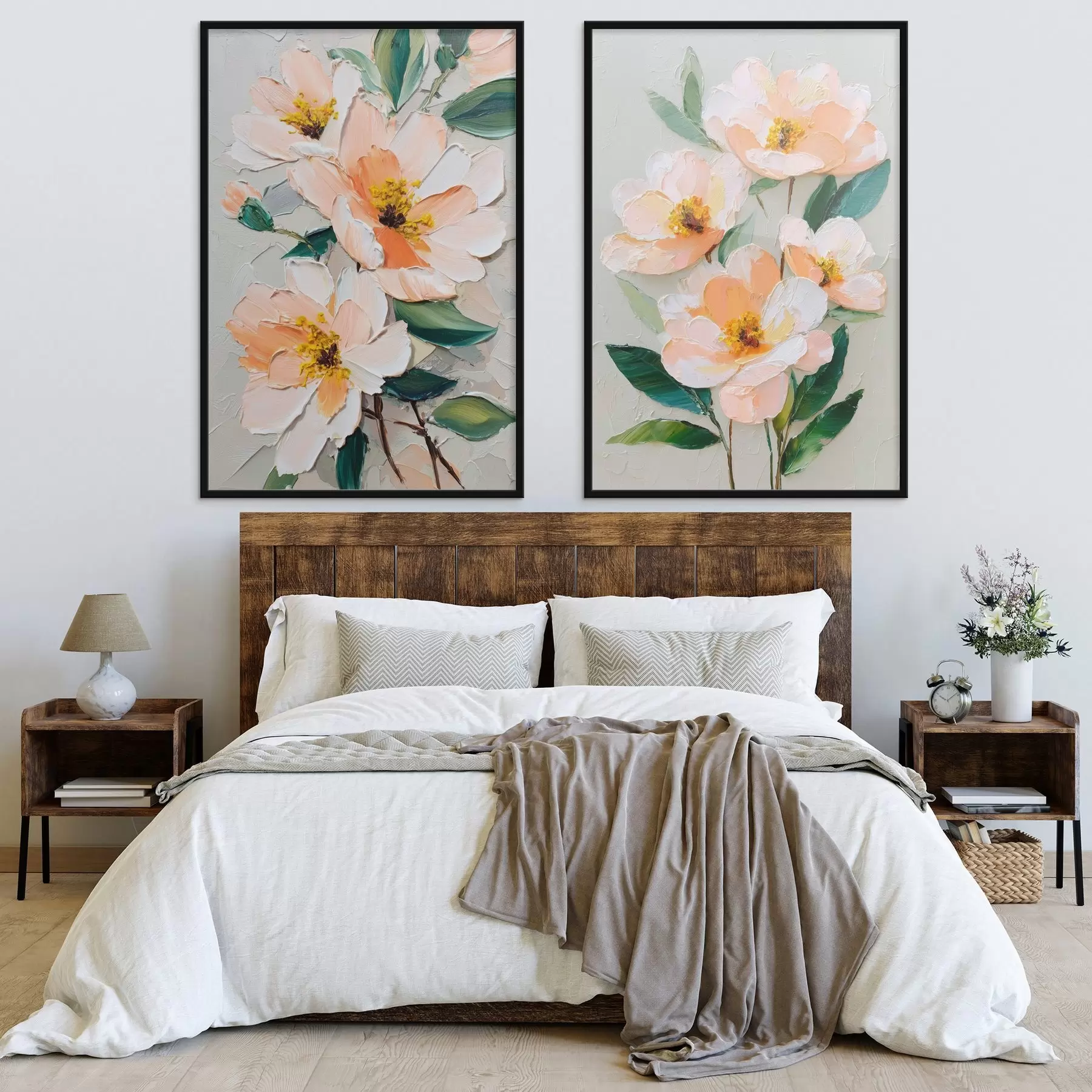 fototapet Pictură în stil Impasto care combină un buchet mare și flori individuale d00579