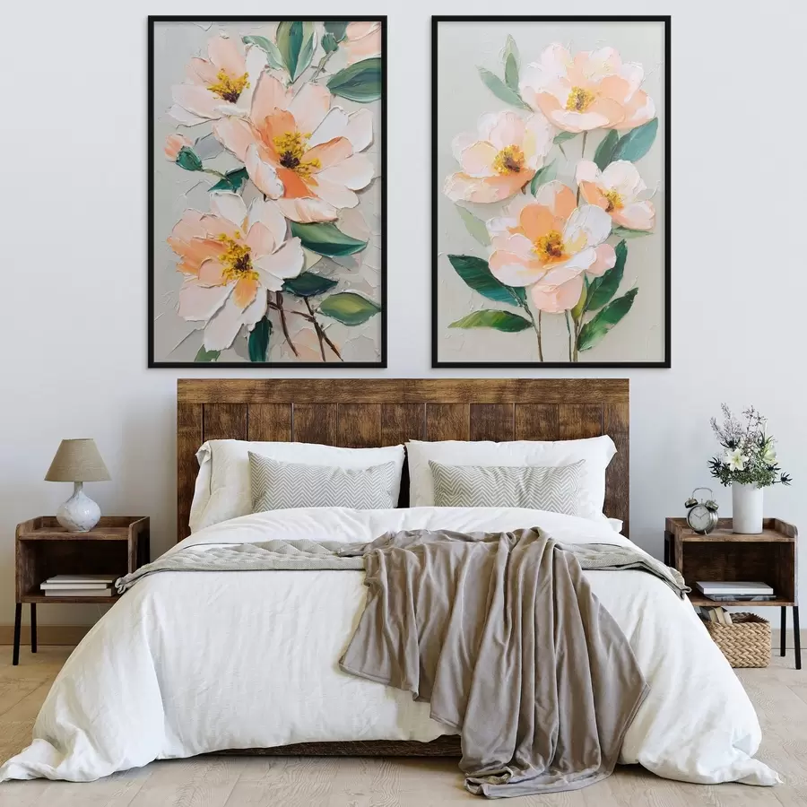 fototapet Pictură în stil Impasto care combină un buchet mare și flori individuale d00579