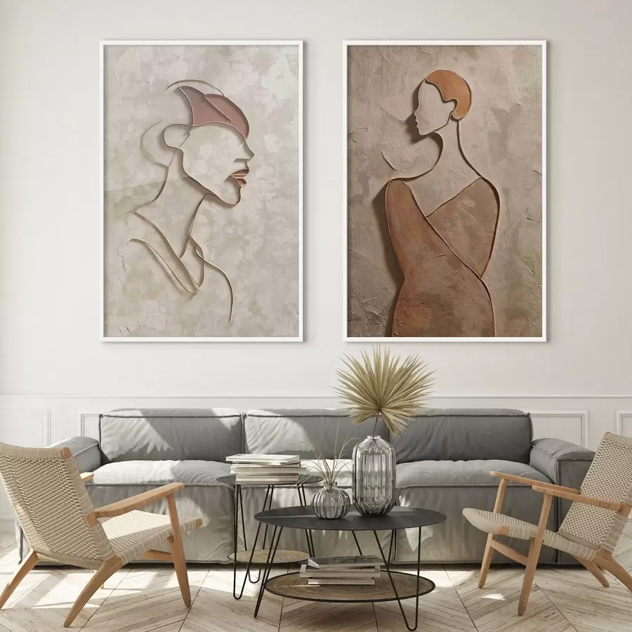 fototapet Relief siluete de oameni într-un stil minimalist d00596