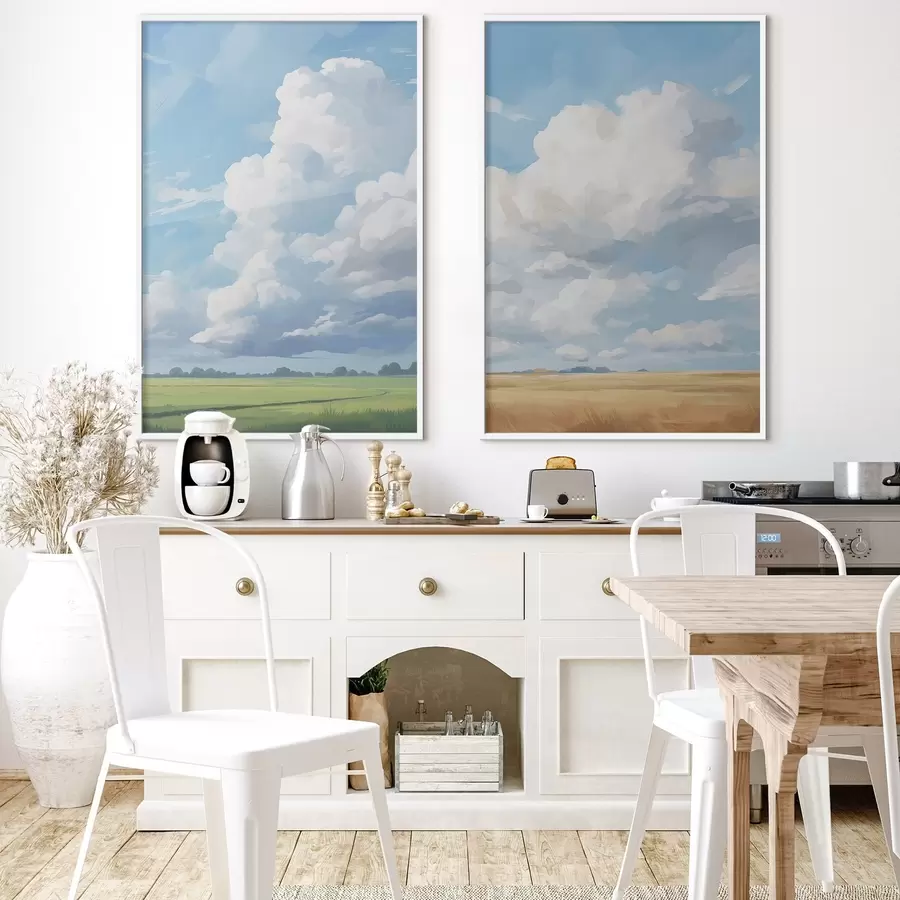 fototapet Câmp împotriva cerului cu nori uriași d00624