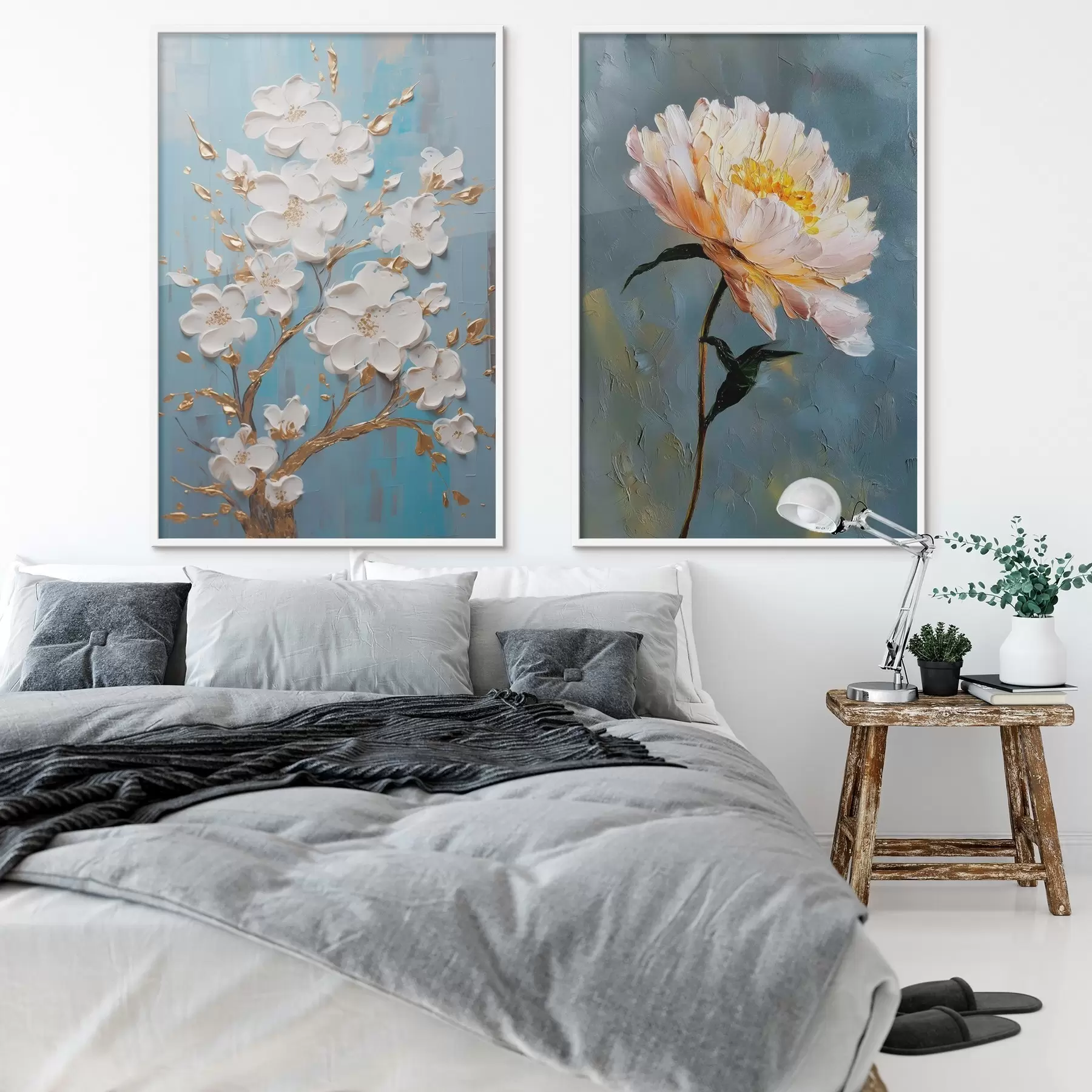 fototapet Ramură înflorită și bujor: compoziție în relief d00637