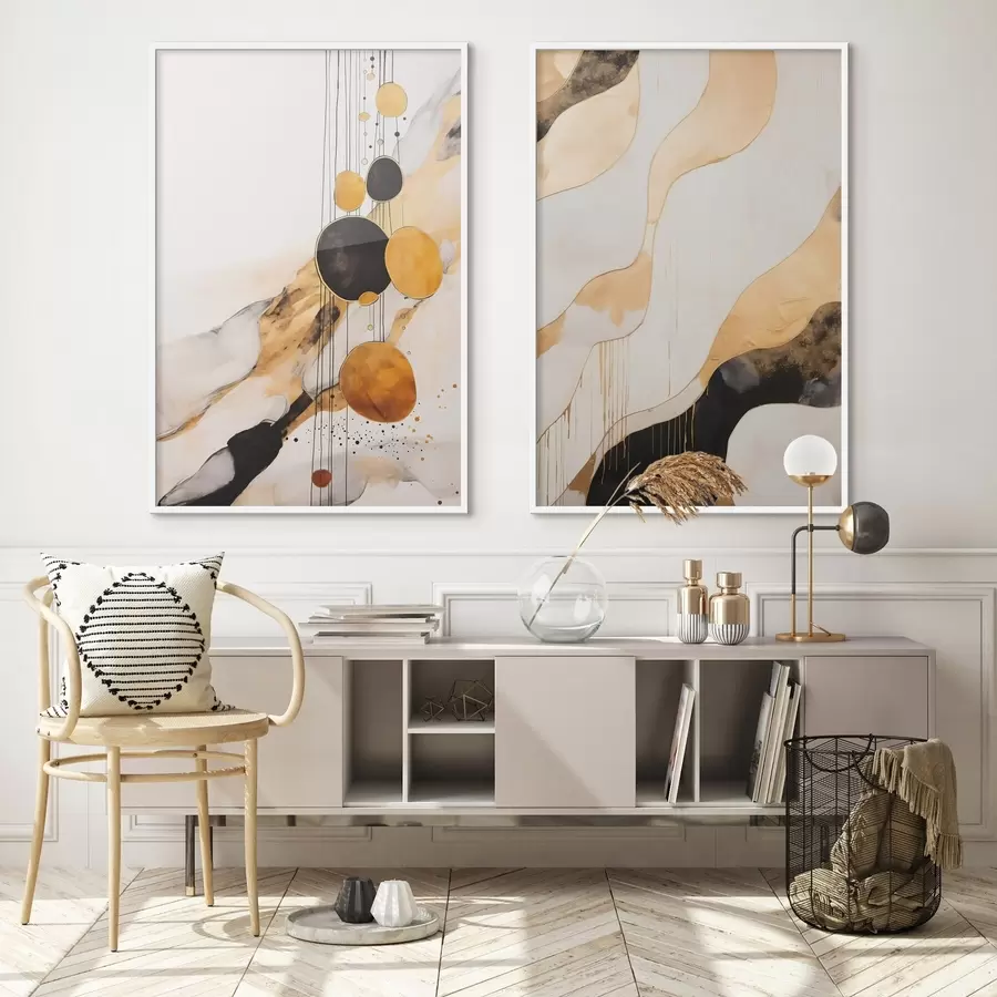 fototapet Compoziție abstractă cu cercuri negre și portocalii d00684