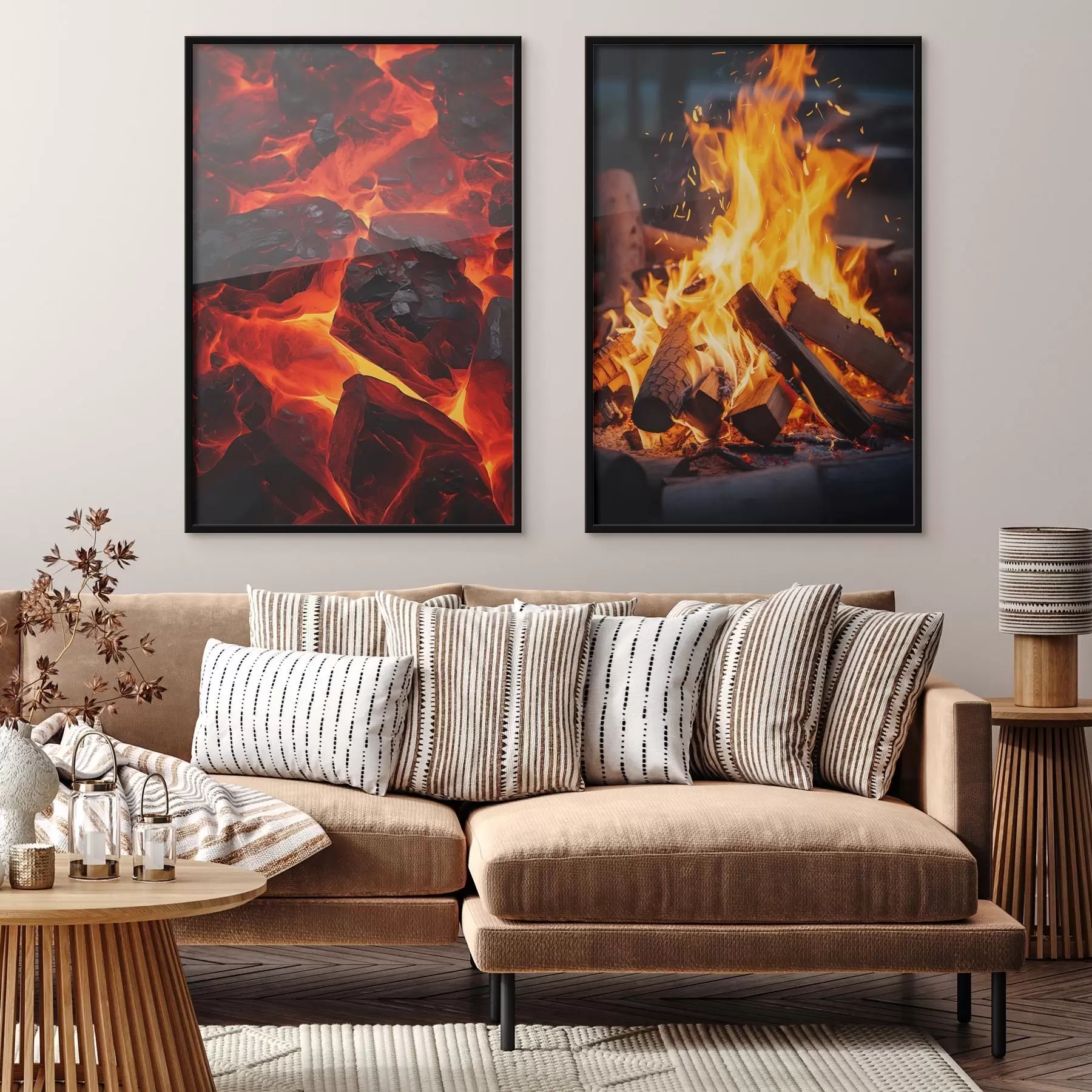 fototapet Cărbuni aprinși și foc aprins în întuneric d00696