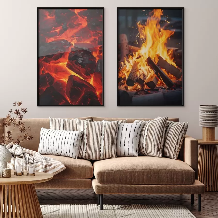 fototapet Cărbuni aprinși și foc aprins în întuneric d00696