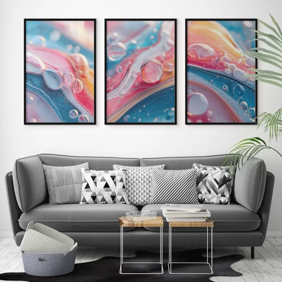 fototapet valuri multicolore cu bule d00698