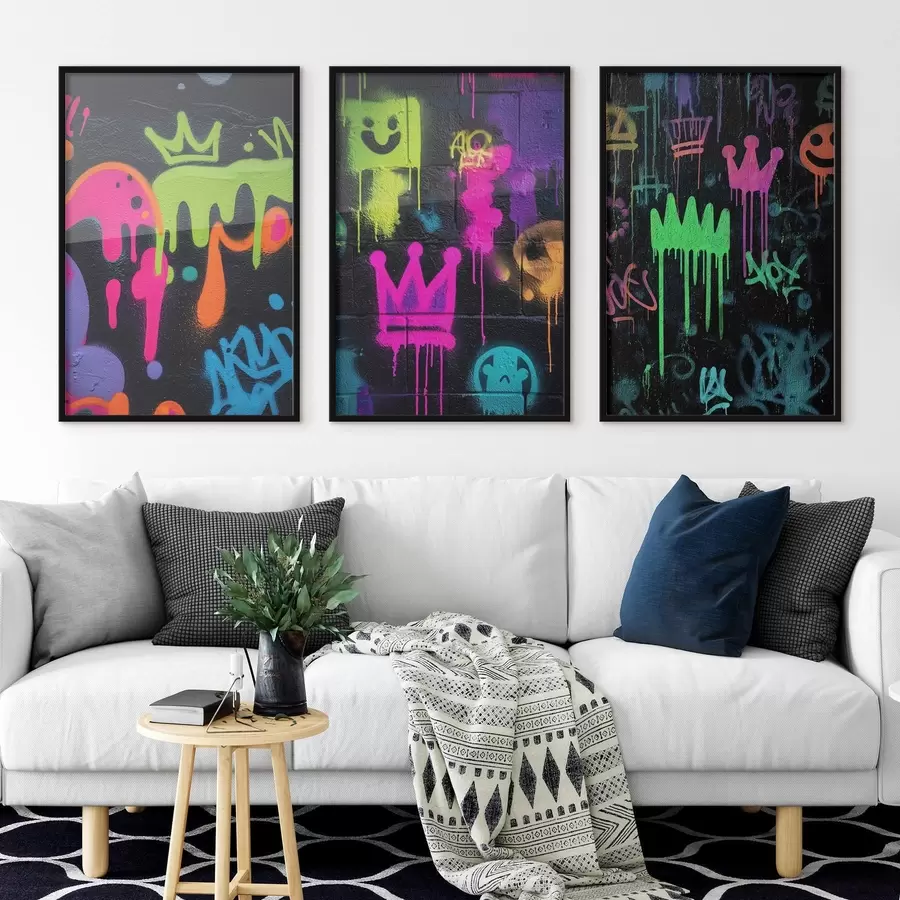 fototapet graffiti strălucitor pe fundal întunecat d00703