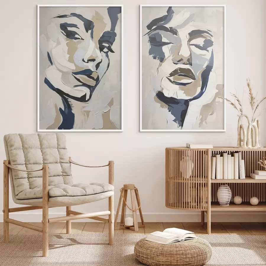 fototapet Fețe abstracte de femei cu tușe de pensulă imitate d00713