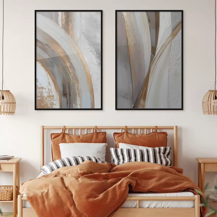 fototapet Arce abstracte gri și galbene într-un stil modern d00749