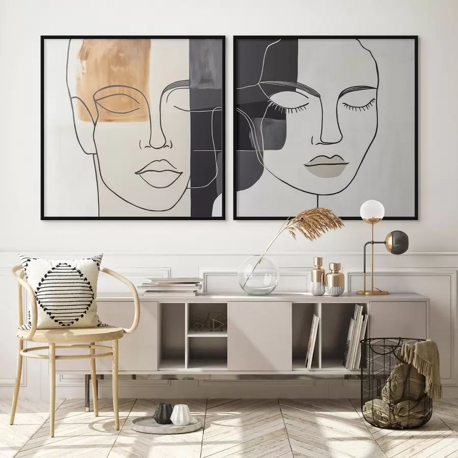 fototapet Portrete abstracte ale unui bărbat și unei femei d00720