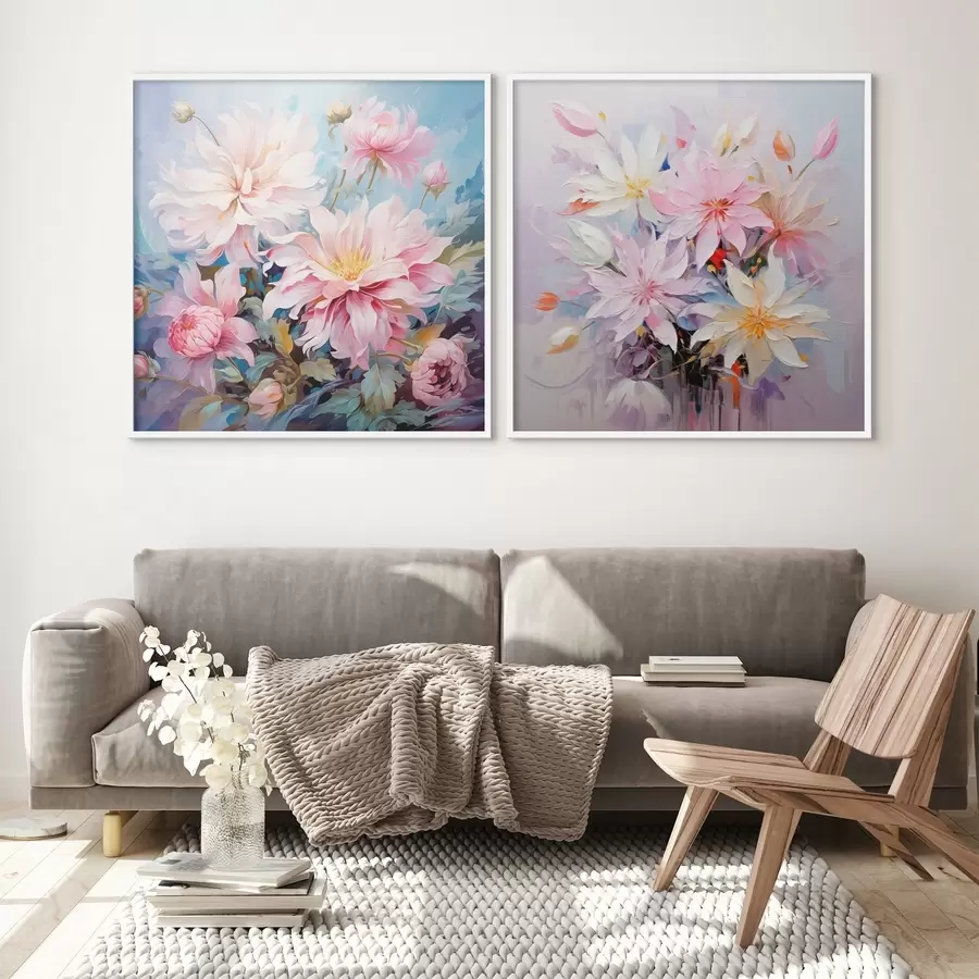 fototapet Bujori roz în stil acuarelă d00709