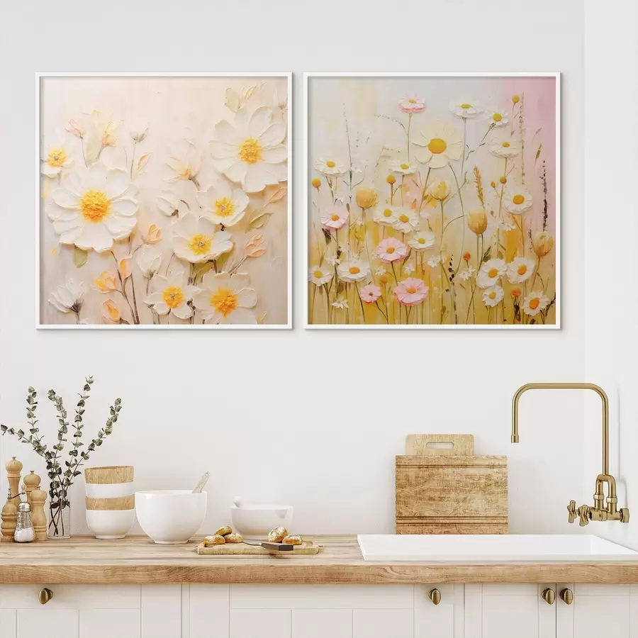 fototapet Pajiște cu flori în stil pictură în ulei d00711